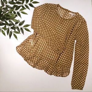 2/$15 NWOT LOFT Semi Sheer Ruffle Peplum Blouse